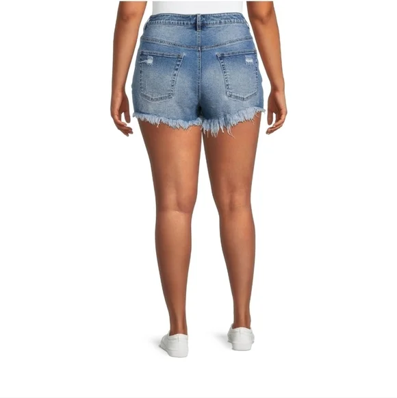 MADDEN NYC Juniors Plus Super High Rise Denim Skort - Picture 2 of 9